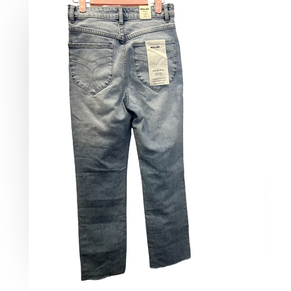 Rolla’s Original High Rise Straight Denim with Raw Hem Crop - Picture 2 of 4
